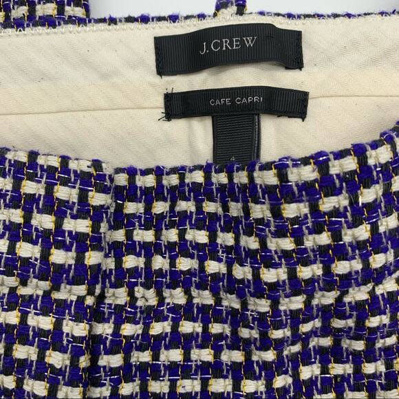J.Crew Purple Metallic Tweed Cafe Capri Dress Pants-4 - Picture 6 of 9